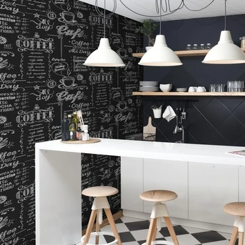 Superfresco Easy Vliesbehang Coffee Krijtmuur Zwart-wit 32-993 2 Superfresco Easy Vliesbehang Coffee Krijtmuur Zwart-wit 32-993 - Afbeelding 2
