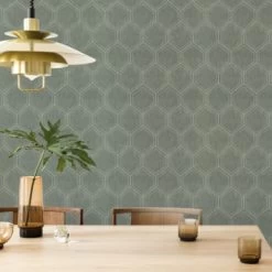 Superfresco Easy Vliesbehang Hexagon Groen 118149 -Behang Verkoop 123 292