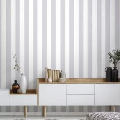 Superfresco Easy Vliesbehang Strepen Zilver 100100 -Behang Verkoop 123 304