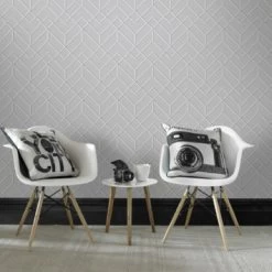 Superfresco Easy Vliesbehang Losanges Filaires Zilver (106155) -Behang Verkoop 123 387