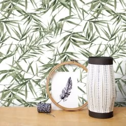 Superfresco Easy Vliesbehang Bamboe Groen-wit 104524 -Behang Verkoop 123 515