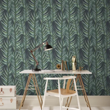 Superfresco Easy Vliesbehang Palmen Blauw 100558 2 Superfresco Easy Vliesbehang Palmen Blauw 100558 - Afbeelding 2