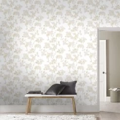 Superfresco Easy Vliesbehang Kimono Wit/goud (dessin 120951) -Behang Verkoop 41 1180