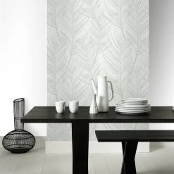 Superfresco Easy Vliesbehang Palm Wit-grijs (dessin 105964) -Behang Verkoop 41 1314