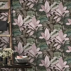 Superfresco Easy Vliesbehang Indra Groen/roze (dessin 106742) -Behang Verkoop 41 1483