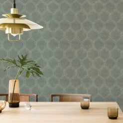 Superfresco Easy Vliesbehang Hexagon Groen (dessin 118149) -Behang Verkoop 41 291