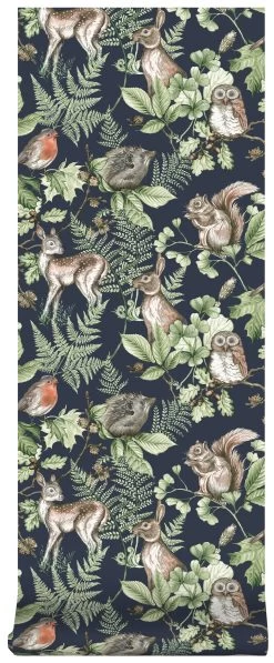 Superfresco Easy Vliesbehang Woodland Dieren Donkerblauw (dessin 108568) -Behang Verkoop 41 410