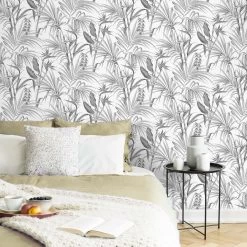 Superfresco Easy Vliesbehang Strelitzia Grijs (dessin 111740) -Behang Verkoop 41 66