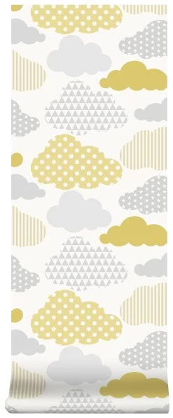 Superfresco Easy Vliesbehang Wolken Geel-grijs (dessin 108267) -Behang Verkoop 41 981