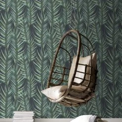 Superfresco Easy Vliesbehang Palmen Blauw/groen (dessin 100558) -Behang Verkoop 41 992